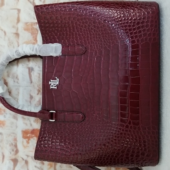 New Ralph Lauren Marcy Embossed Leather Satchel - Picture 4 of 11